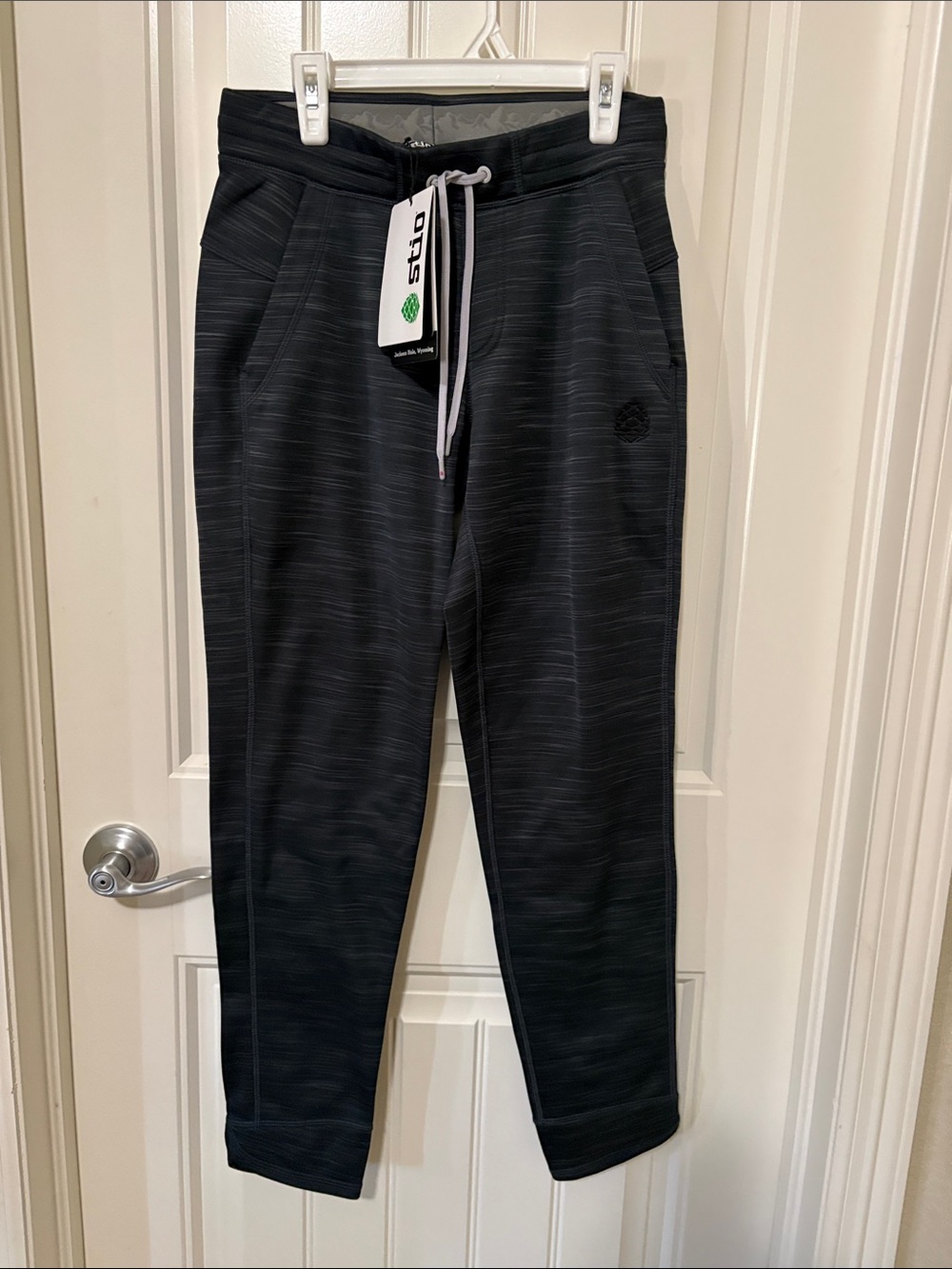 NWT STIO Black Heathered Drawstring Joggers